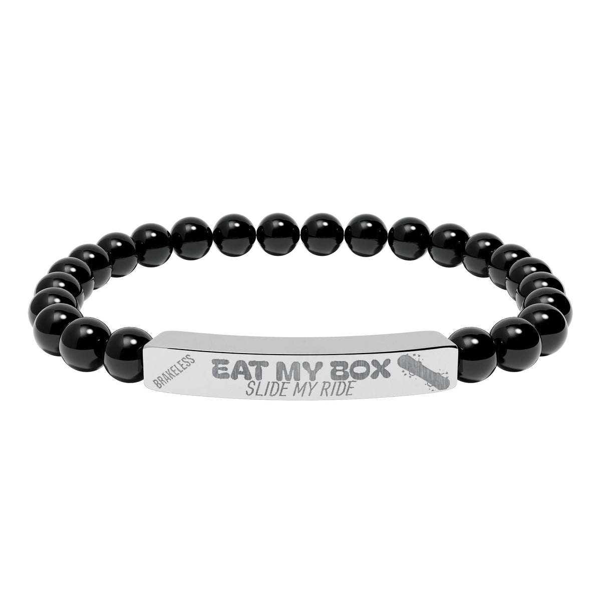 Engraved Natural Stone Stretch Bracelet — "EAT MY BOX" Bar - Accessories - BRAKELESS