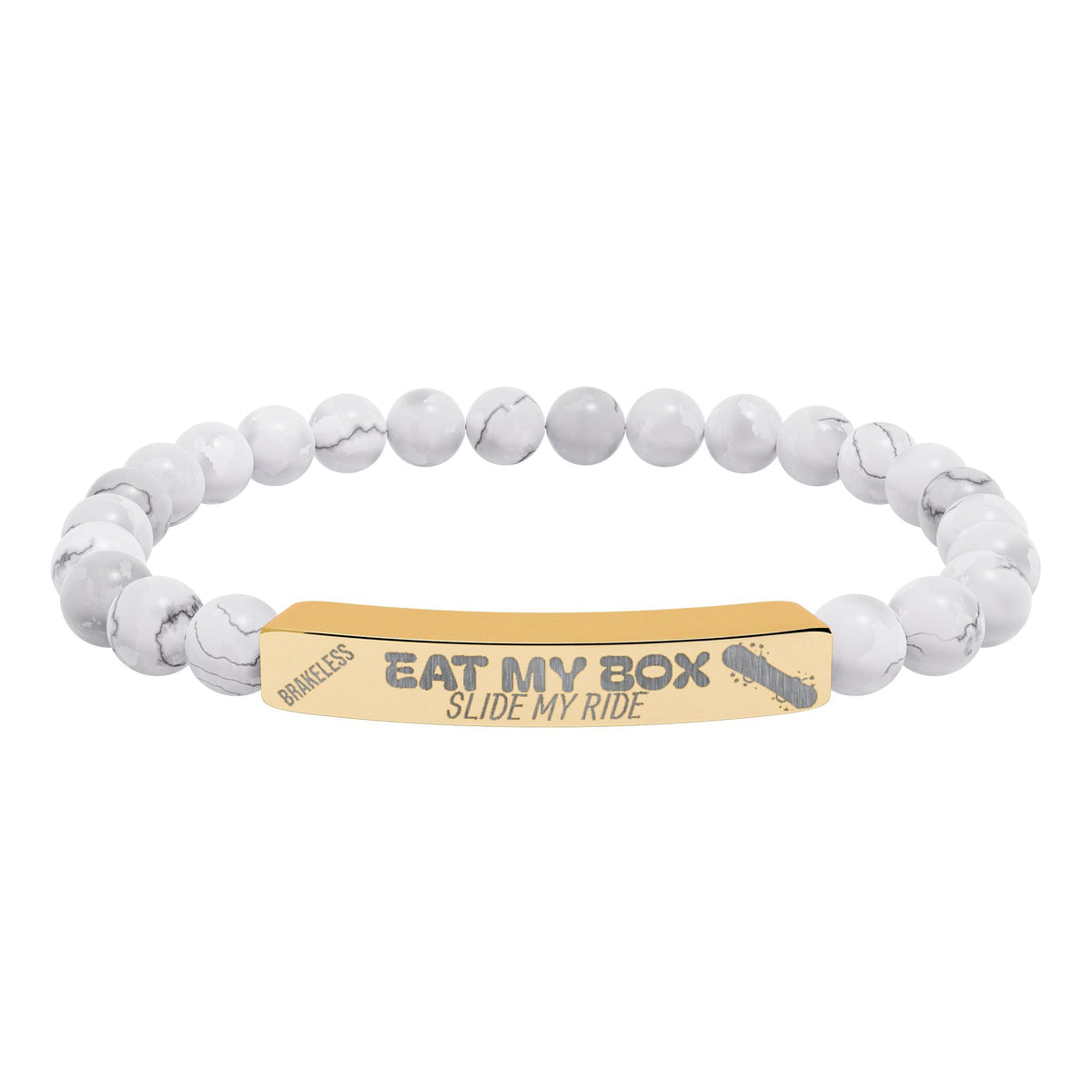 Engraved Natural Stone Stretch Bracelet — "EAT MY BOX" Bar - Accessories - BRAKELESS