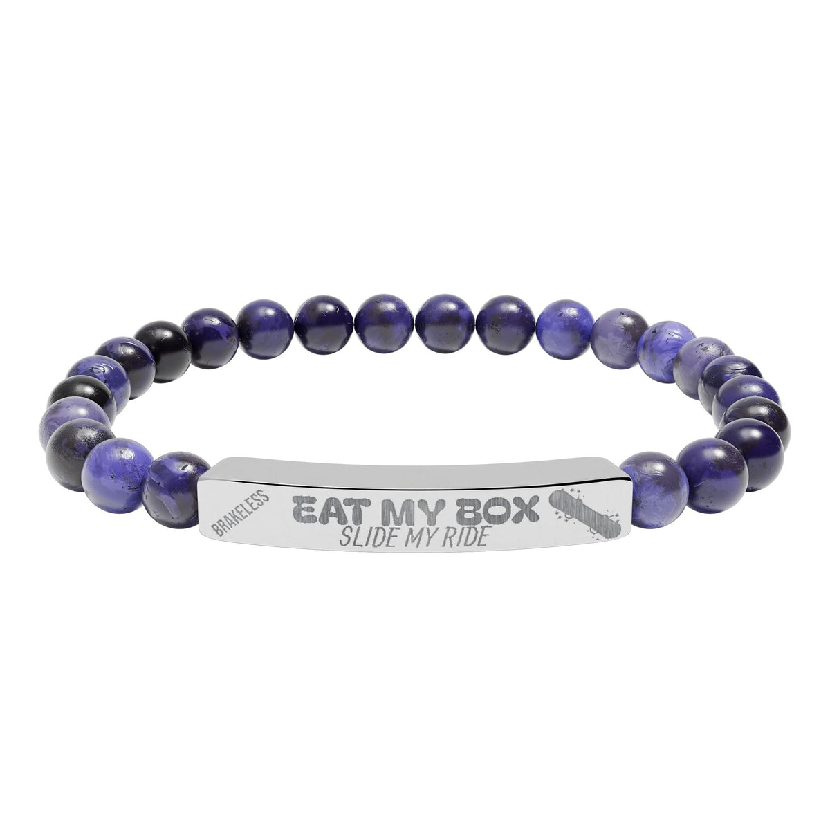 Engraved Natural Stone Stretch Bracelet — "EAT MY BOX" Bar - Accessories - BRAKELESS