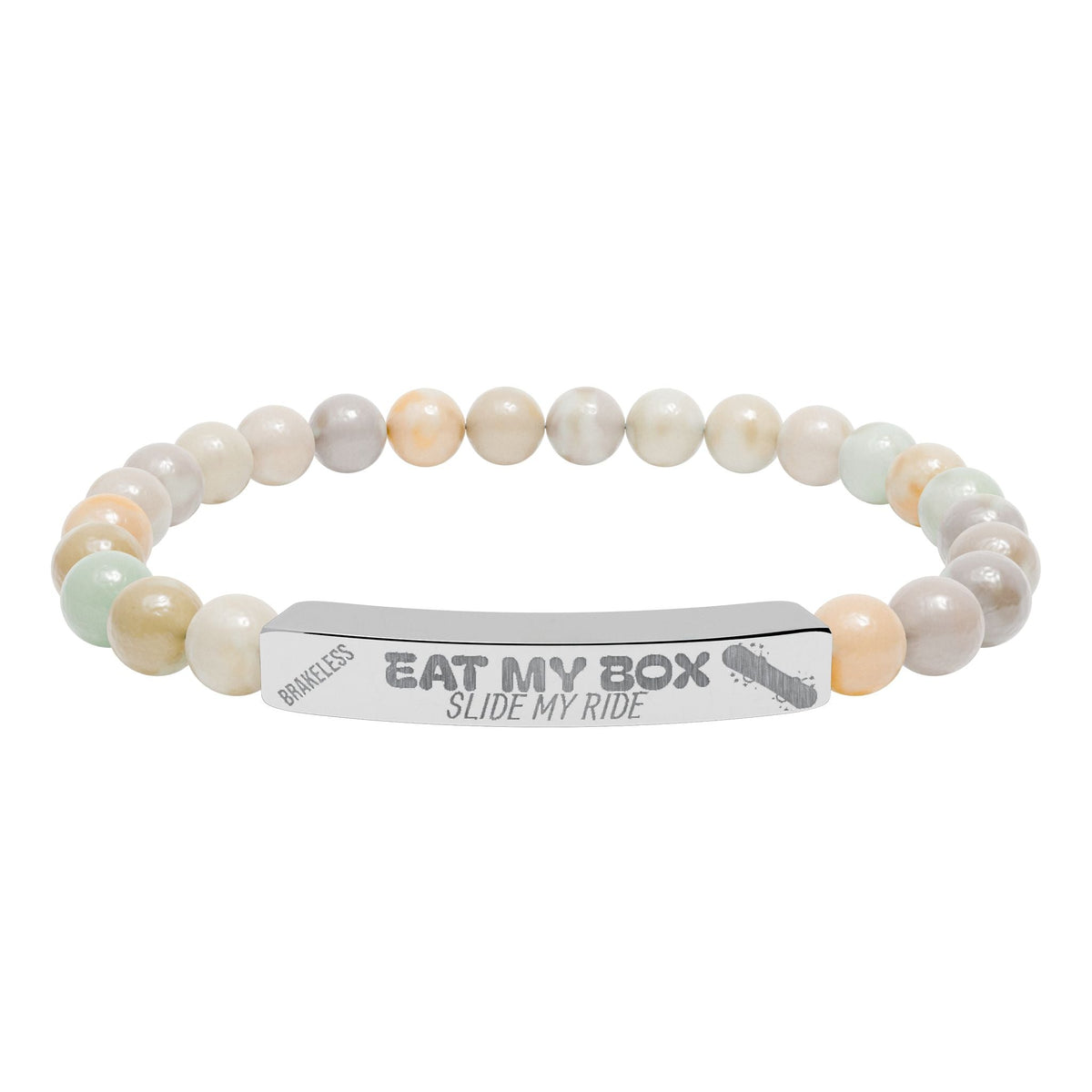 Engraved Natural Stone Stretch Bracelet — "EAT MY BOX" Bar - Accessories - BRAKELESS