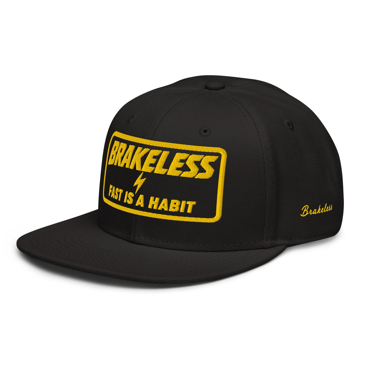 FAST IS A HABIT - Gold + Black Snapback Hat - BRAKELESS