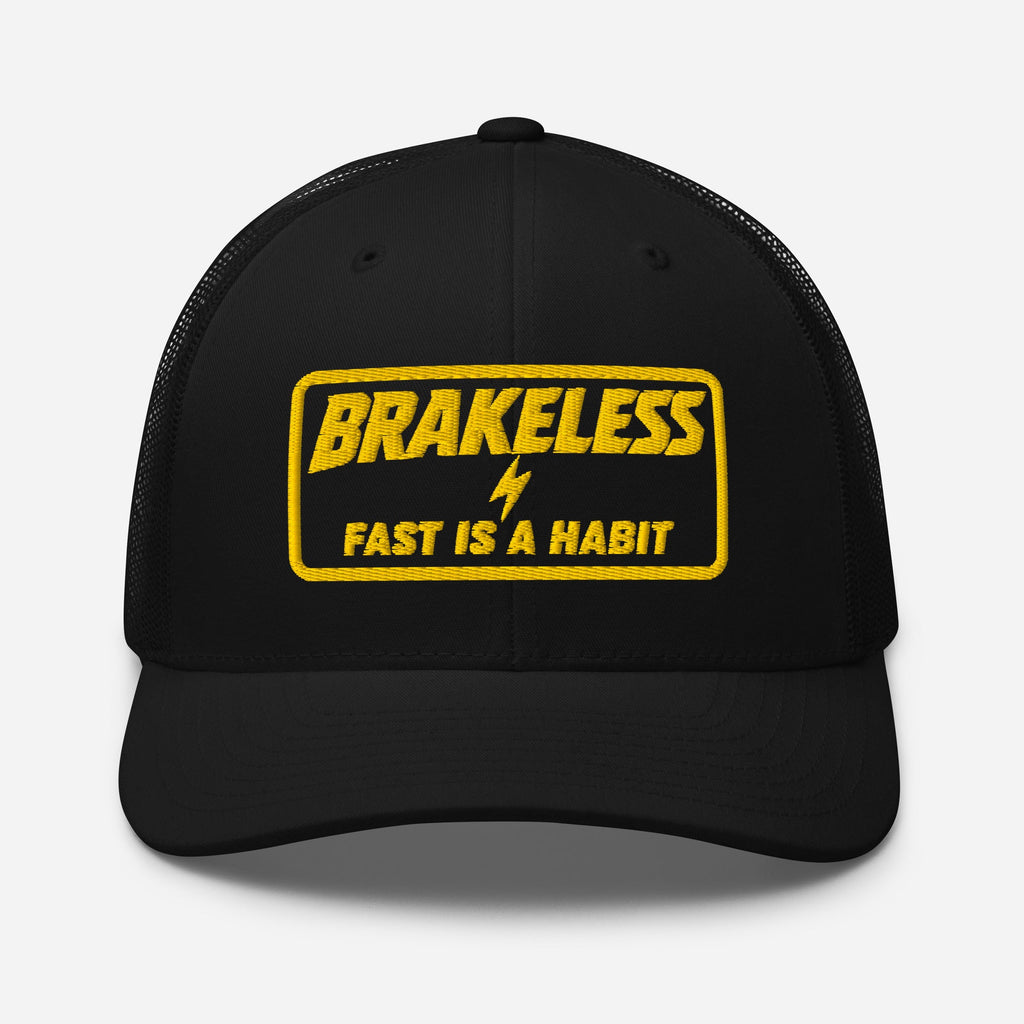 FAST IS A HABIT - Gold + Black Trucker Cap - BRAKELESS