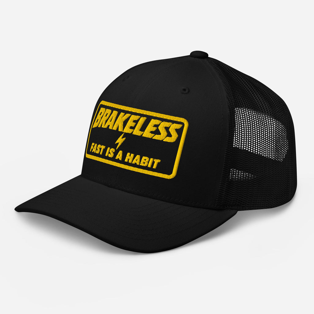 FAST IS A HABIT - Gold + Black Trucker Cap - BRAKELESS