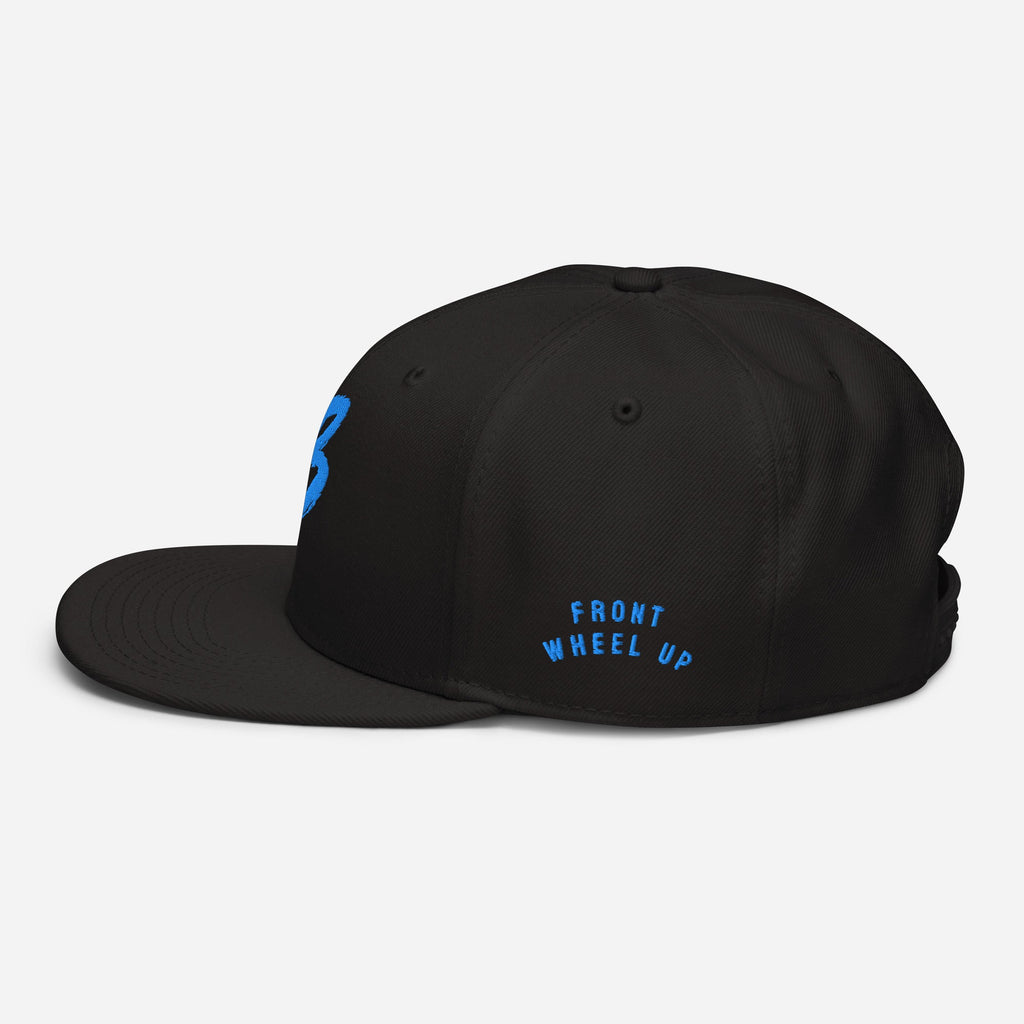 FRONT WHEEL UP 'B' - BLACK Snapback Hat - BRAKELESS