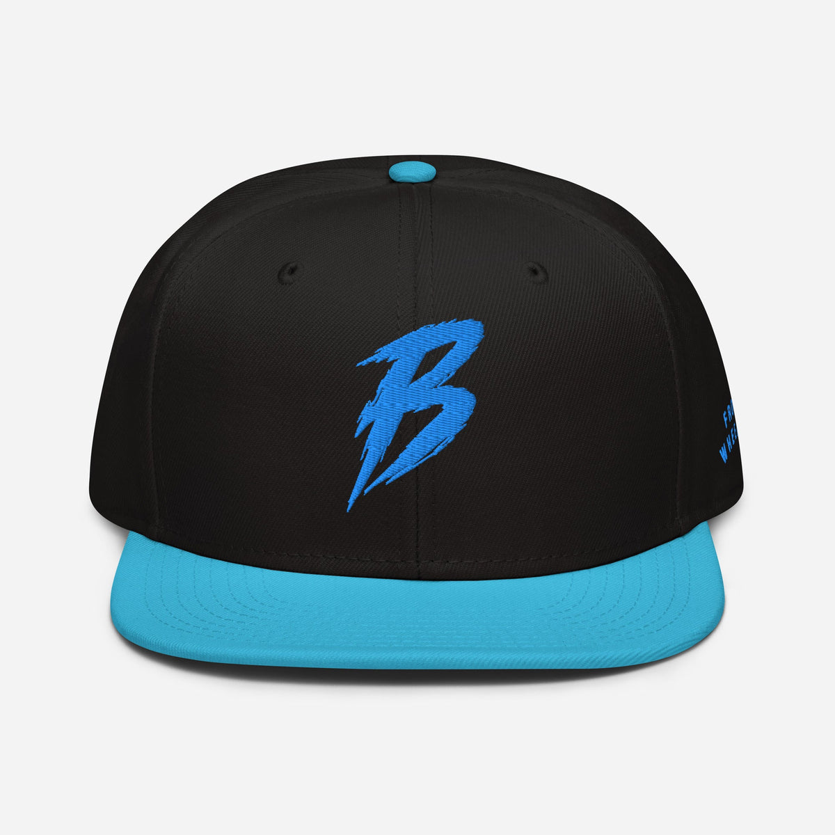 FRONT WHEEL UP 'B' - BLACK Snapback Hat - BRAKELESS