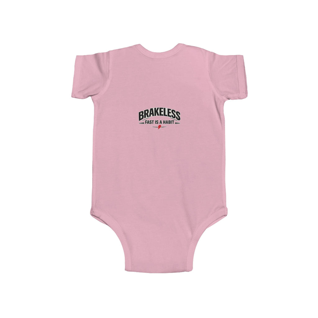 Infant Bodysuit — 'No Brakes, Just Binkies' Brakeless Racing Baby Onesie - Baby Bodysuit - BRAKELESS