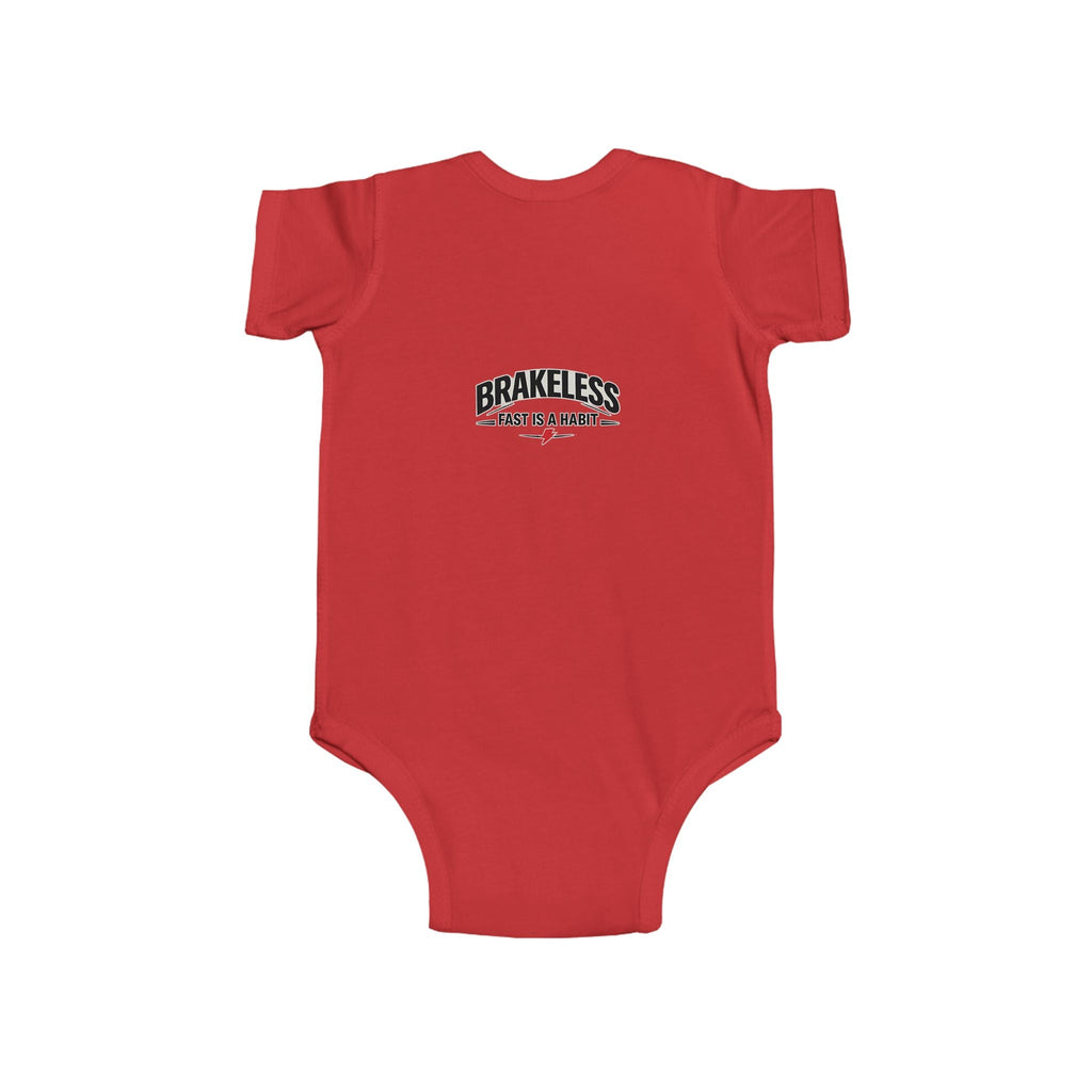 Infant Bodysuit — 'No Brakes, Just Binkies' Brakeless Racing Baby Onesie - Baby Bodysuit - BRAKELESS