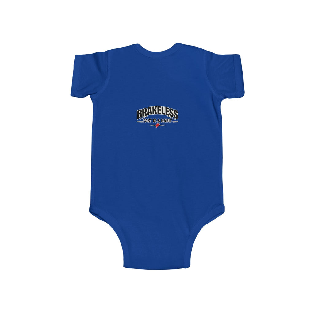 Infant Bodysuit — 'No Brakes, Just Binkies' Brakeless Racing Baby Onesie - Baby Bodysuit - BRAKELESS