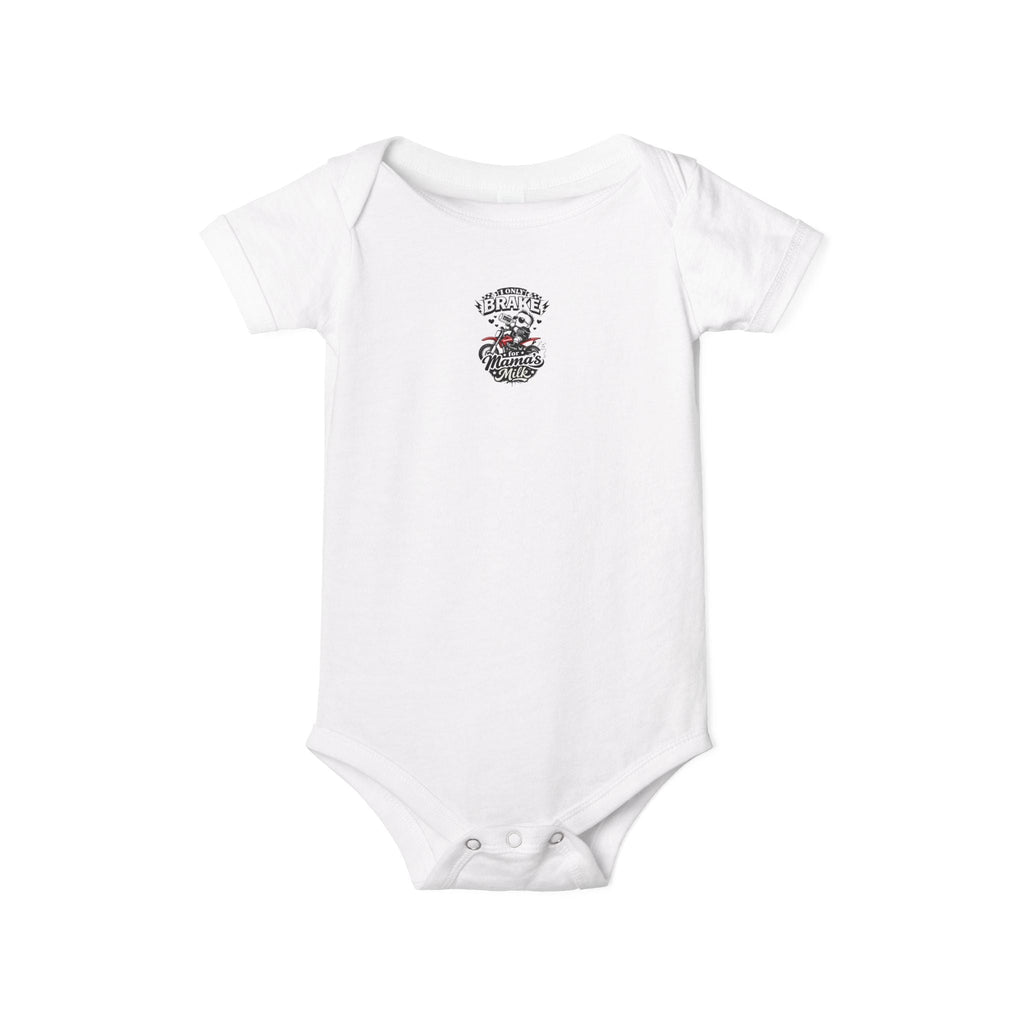Infant One-Piece Bodysuit — ‘No Brakes’ Retro Motorcycle Chest Graphic - Kids clothes - BRAKELESS