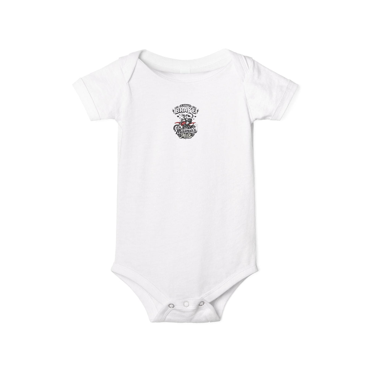 Infant One-Piece Bodysuit — ‘No Brakes’ Retro Motorcycle Chest Graphic - Kids clothes - BRAKELESS