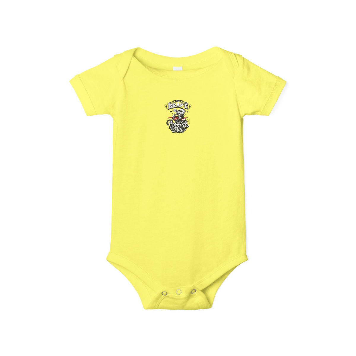 Infant One-Piece Bodysuit — ‘No Brakes’ Retro Motorcycle Chest Graphic - Kids clothes - BRAKELESS