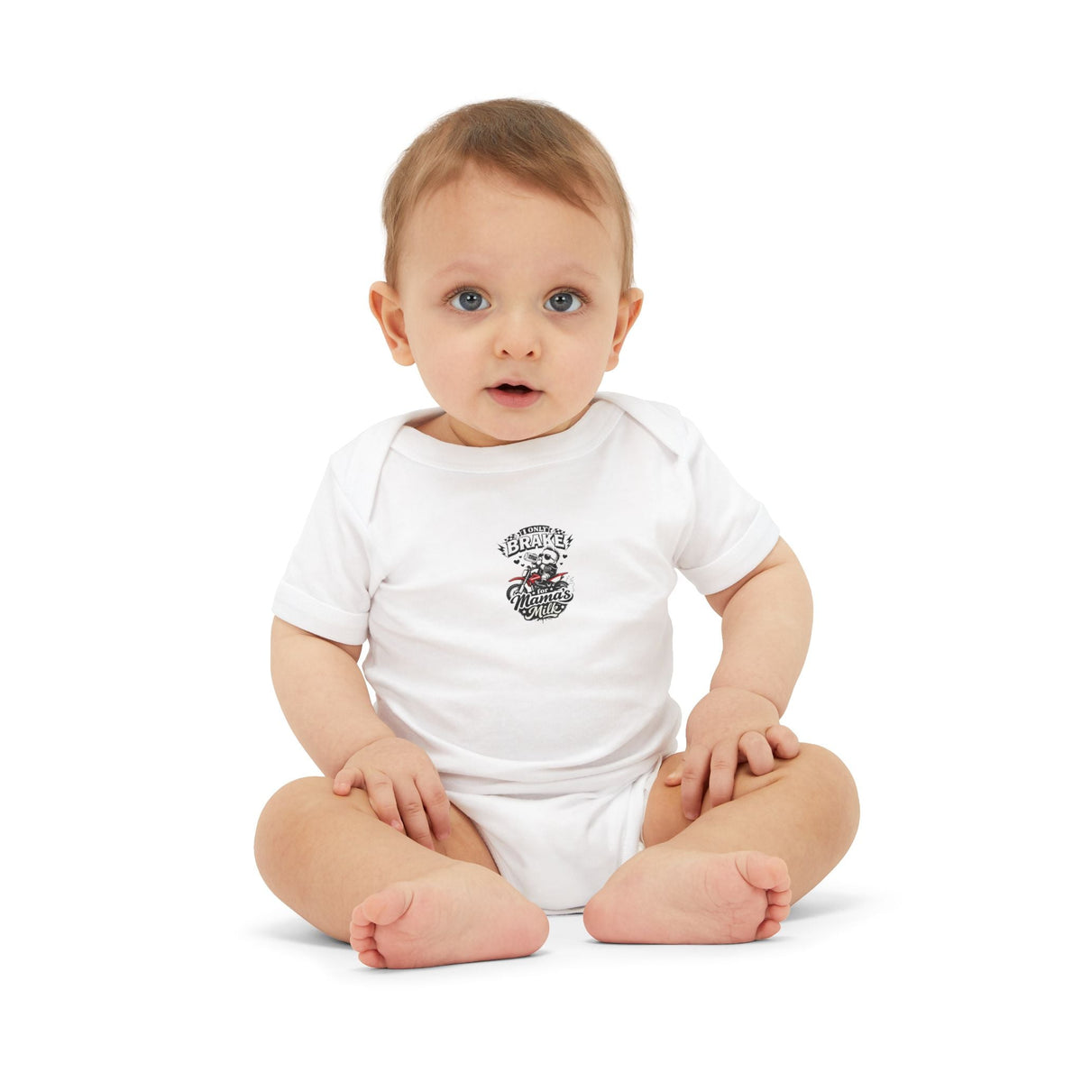 Infant One-Piece Bodysuit — ‘No Brakes’ Retro Motorcycle Chest Graphic - Kids clothes - BRAKELESS