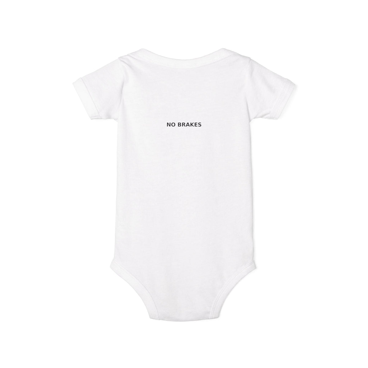 Infant One-Piece Bodysuit — ‘No Brakes’ Retro Motorcycle Chest Graphic - Kids clothes - BRAKELESS
