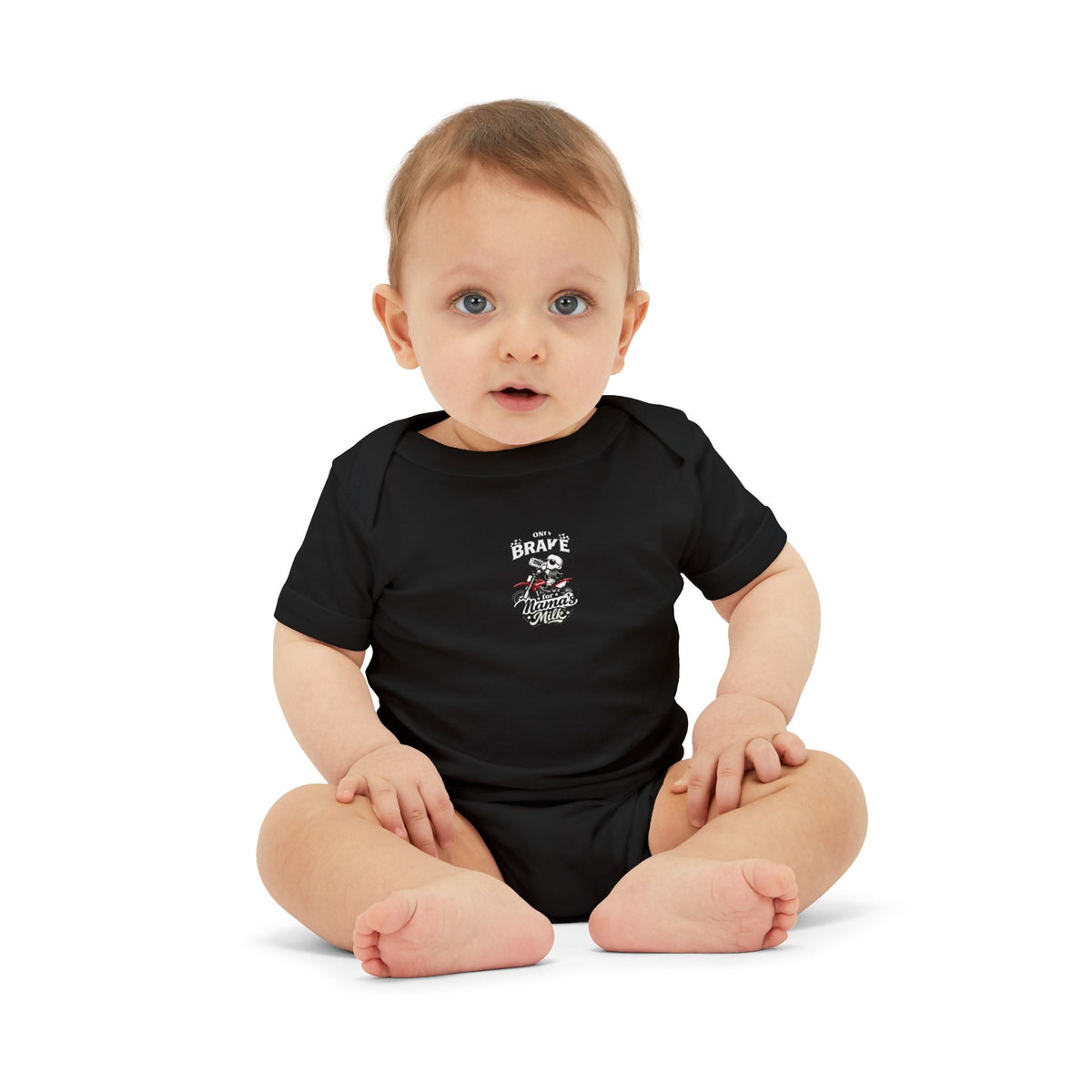 Infant One-Piece Bodysuit — ‘No Brakes’ Retro Motorcycle Chest Graphic - Kids clothes - BRAKELESS