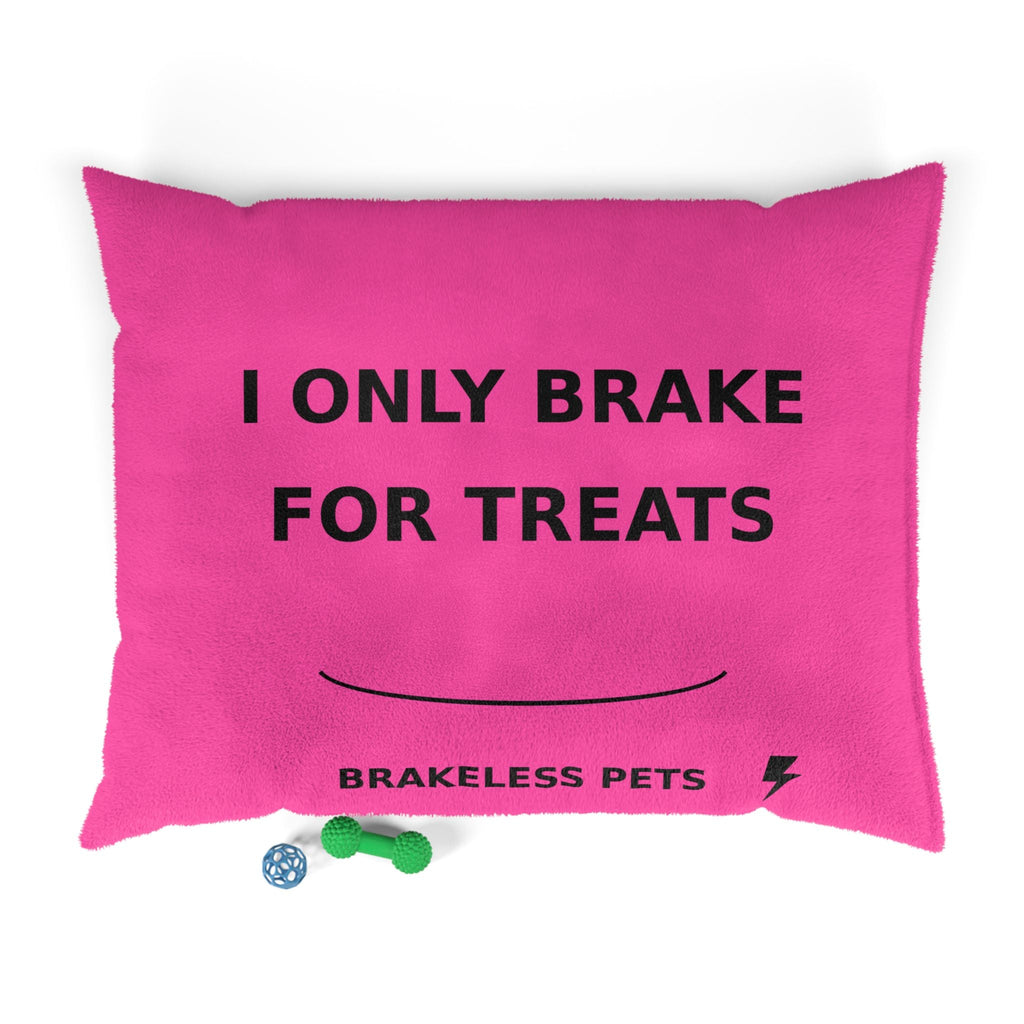 Pet Bed — "I Only Brake for Treats" Pink Plush Dog Bed - Pets - BRAKELESS