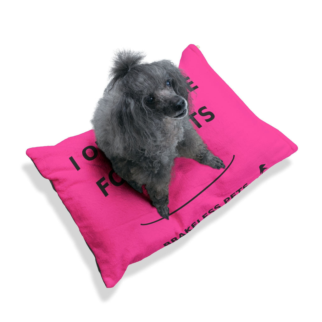 Pet Bed — "I Only Brake for Treats" Pink Plush Dog Bed - Pets - BRAKELESS