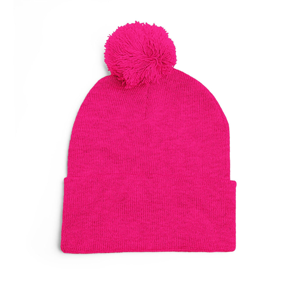 Pom-Pom Beanie — "Brakeless Fast is a Habit" Hot Pink - Hats - BRAKELESS
