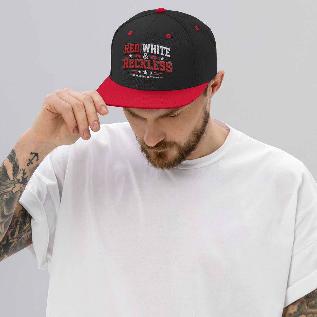 RED, WHITE & RECKLESS - SNAPBACK HAT - BRAKELESS