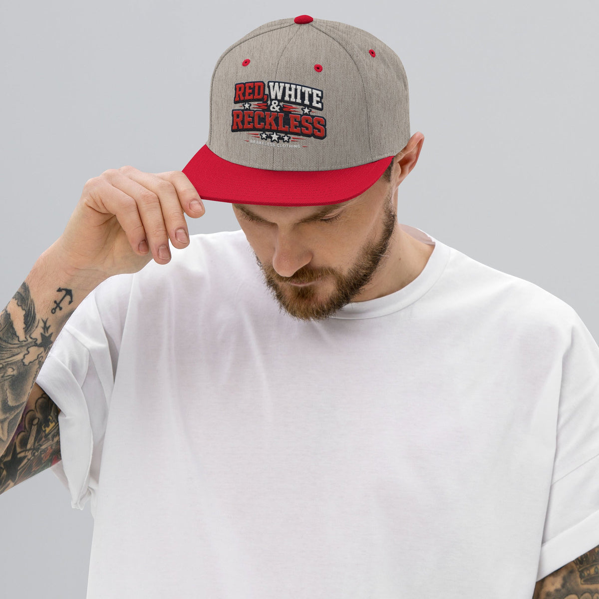 RED, WHITE & RECKLESS - SNAPBACK HAT - BRAKELESS