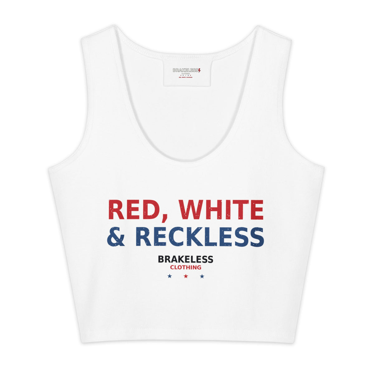RED, WHITE & RECKLESS - WOMEN'S CROP TOP - BRAKELESS